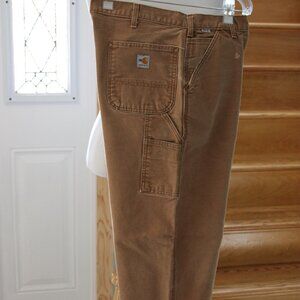 Carhartt Men Flame resistant Brown Canvas SZ 40x32.5 Stright Leg Flat Flaws